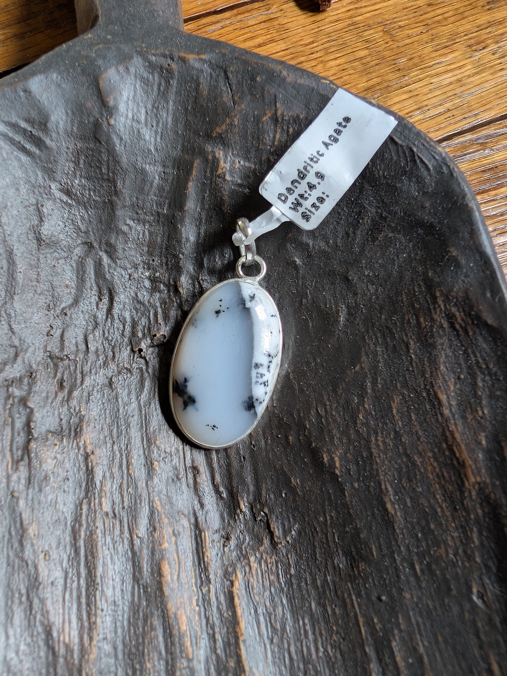 Dendritic Agate Pendant
White agate with black dendritic inclusion